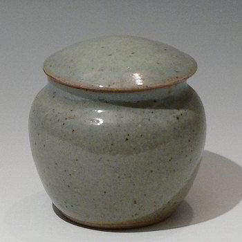 Celadon glazed stoneware jar.