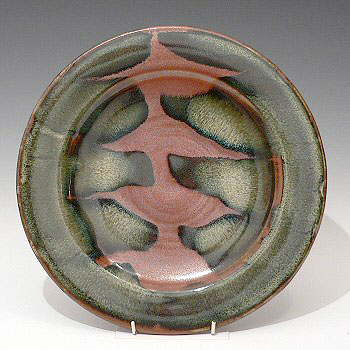 Large plate with poured ash glaze decoration