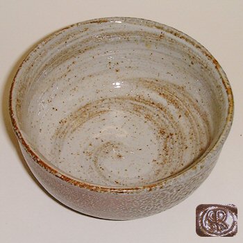 Salt glazed bowl with swirled glaze to interior