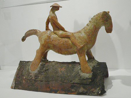 Horse and rider tile sculpture