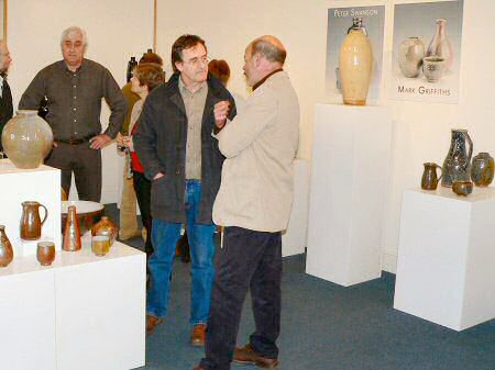 Peter Swanson and Mark Griffiths in discussion at the exhibition preview