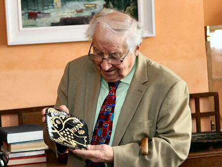Henry with an Andrew McGarva slipware owl dish