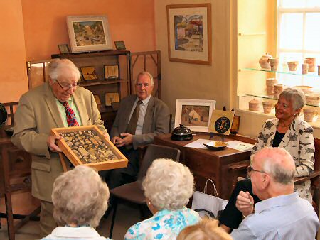 Henry with a display of locally found slipware shards