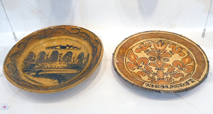 Slipware chargers - Bernard Leach and Thomas Toft