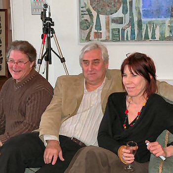 John Gibson, David Binch and Lisa Hammond relaxing at the pre-view