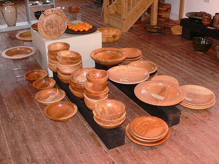 Bowls, platters and chopping boards turned from British hardwoods