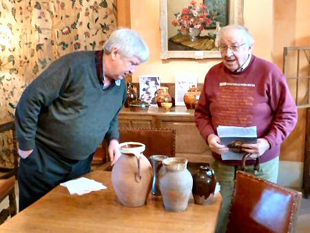 John Edgeler with Henry Sandon getting ready for his talk