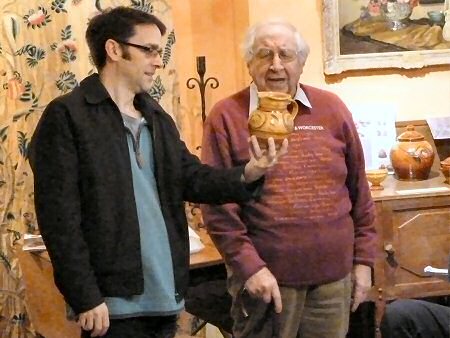 Steve Tustin with one of his grandfather Sid's jugs