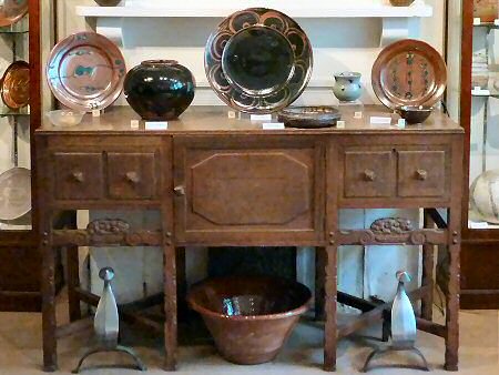 On the dresser - Ray Finch, Ursula Mommens, Ray Finch, Denise Wren, two charles Vyse pots, Ray Finch