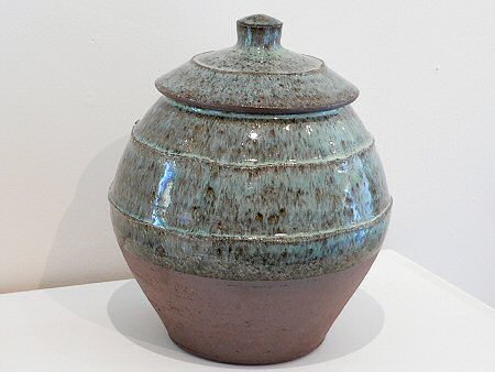 Ash glazed lidded jar