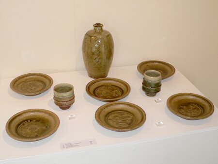 Group of ash glazed pots