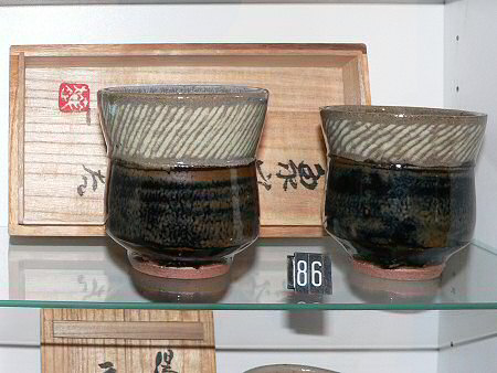 Matching pair of yunomi by Shimaoka Tatsuzo