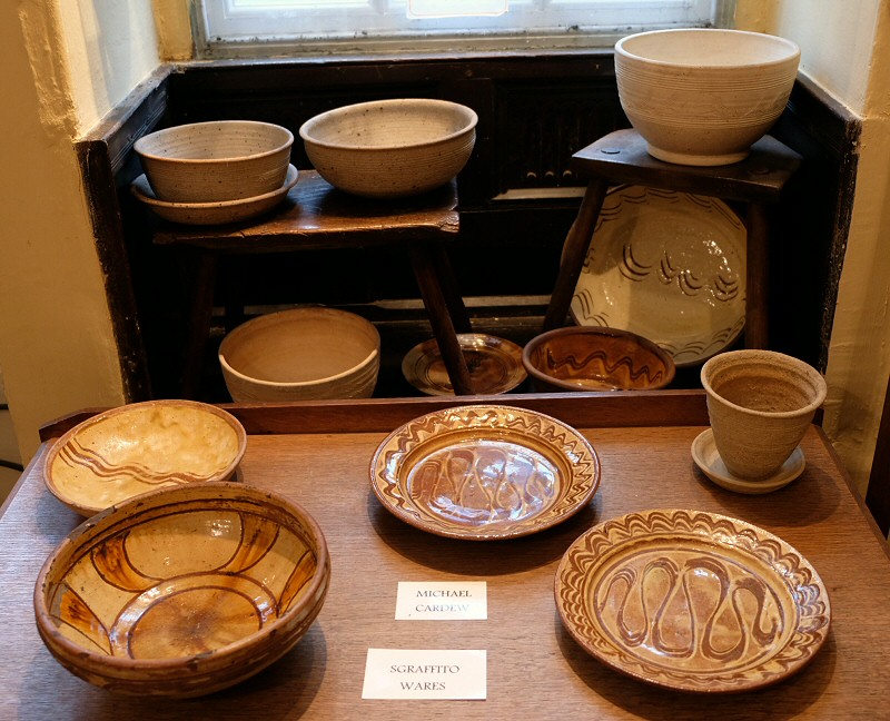 Michael Cardew earthenware with Katharine Pleydell-Bouverie unglazed plant pots