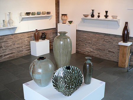 Large pots in foreground by David Leach(2), John Ward and Richard Batterham