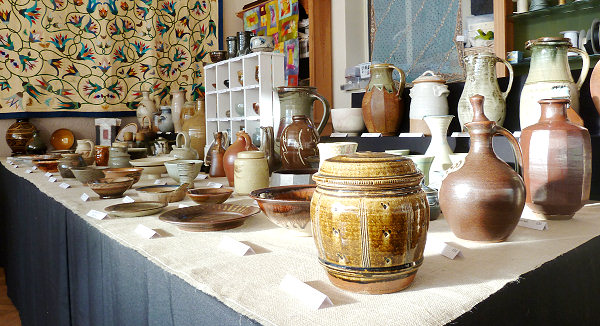 Exhibition pots in the morning sunshine