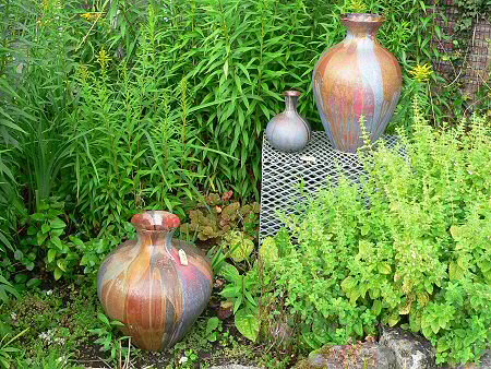 Pots in the garden