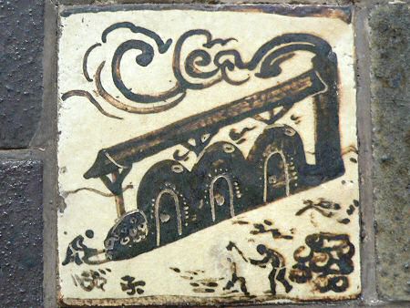 Bernard Leach tile with climbing kiln design