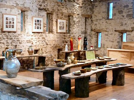 View across the exhibition in the Cathedral Barn at Wobage
