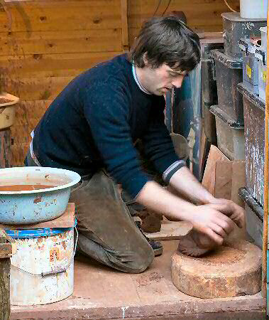 Matt Grimmitt kneading clay