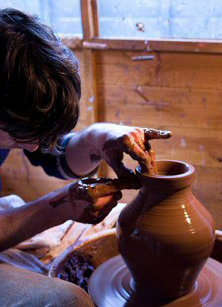Matt Grimmitt working on a jug