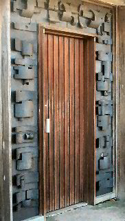 Robert Blatherwick tiled doorway, Holton-cum-Beckering, 1978