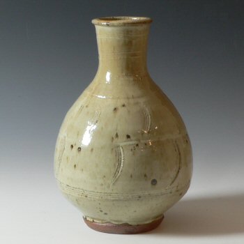 Phil Rogers - Ash glazed teardrop bottle