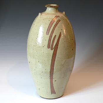Phil Rogers - Ash glazed finger wiped vase