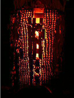 Sculpture kiln after firing with cover removed