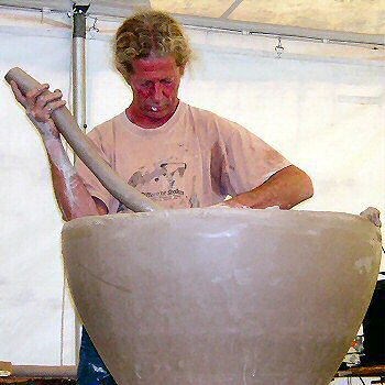 Svend Bayer building up using clay coils