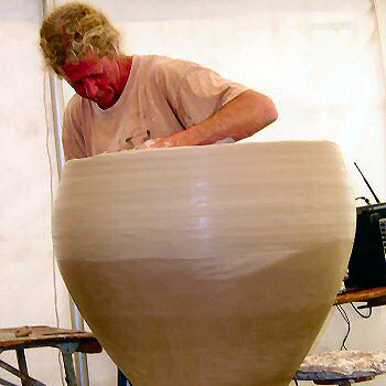 Svend Bayer working on a huge pot