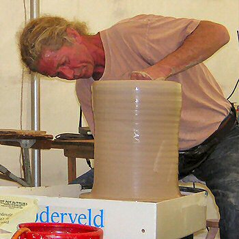 Svend Bayer working on a huge pot