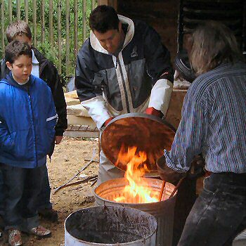 Raku firing in a dustbin