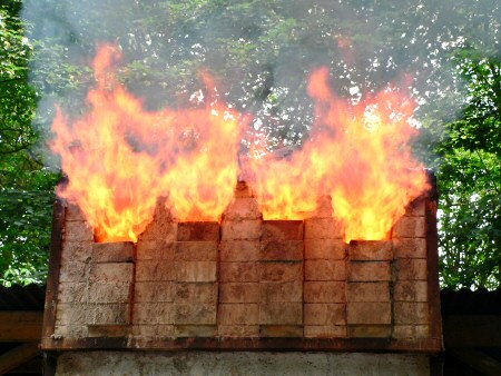 Anagama kiln in full flow