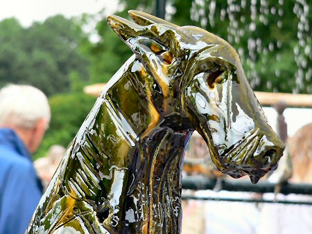 Head of one of Ian Gregorys dog sculptures