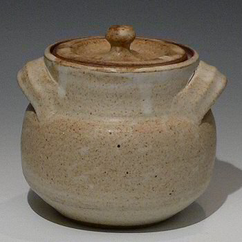 Stoneware casserole dish.