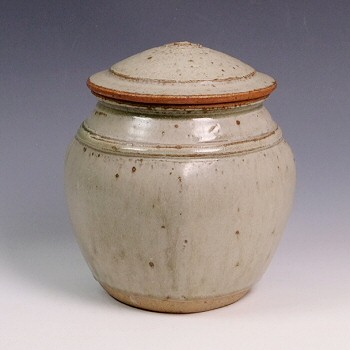 Richard Batterham - Squared celadon  lidded jar