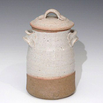 Large lidded jar, nuka glaze.