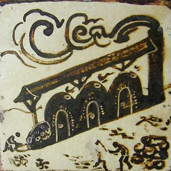 Bernard Leach tile - Climbing kiln