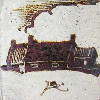 Bernard Leach tile - Cornish cottages