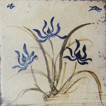 Bernard Leach tile - Flowers