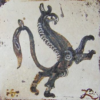 Bernard Leach tile - Dragon