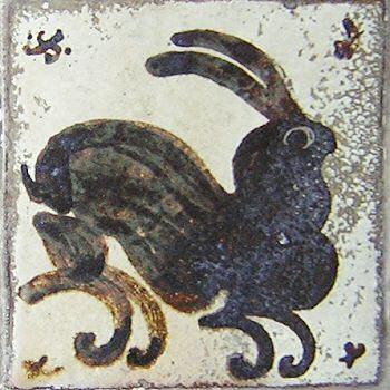 Bernard Leach tile - Rabbit