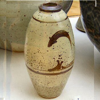 Bernard Leach leaping salmon vase