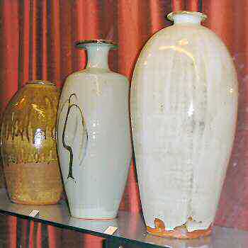 Tall vases by Mike Dodd, David Leach and Jim Malone