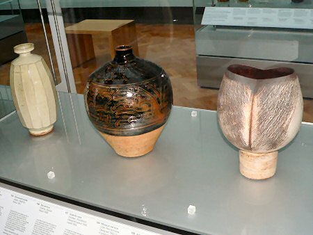 Hamada bottle, Bernard Leach vase and Hans Coper vase