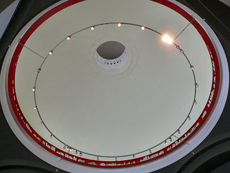 The domed ceiling in the Contemporary Ceramics gallery featuring the Edward de Waal installation of porcelain vessels