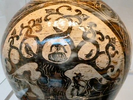 Detail from a Bernard Leach Tree of Life bottle vase