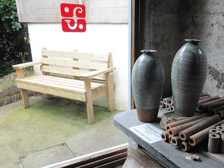 Tall bottles made by Bernard Leach