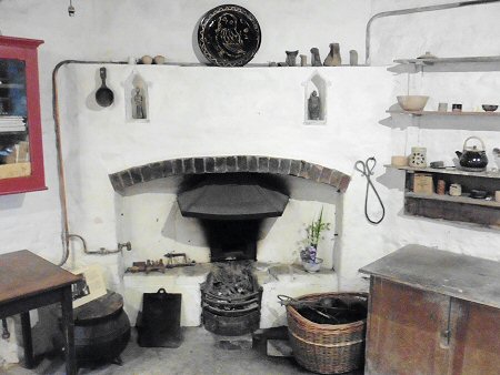 The old fireplace in the glazing room