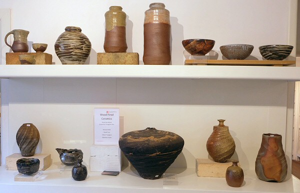 Wood Fired pots by Kazua Ishida and Leach potters Roeluf Uys, Callum Trudgeon
and Matt Foster made at the Oxford University Anagama Kiln